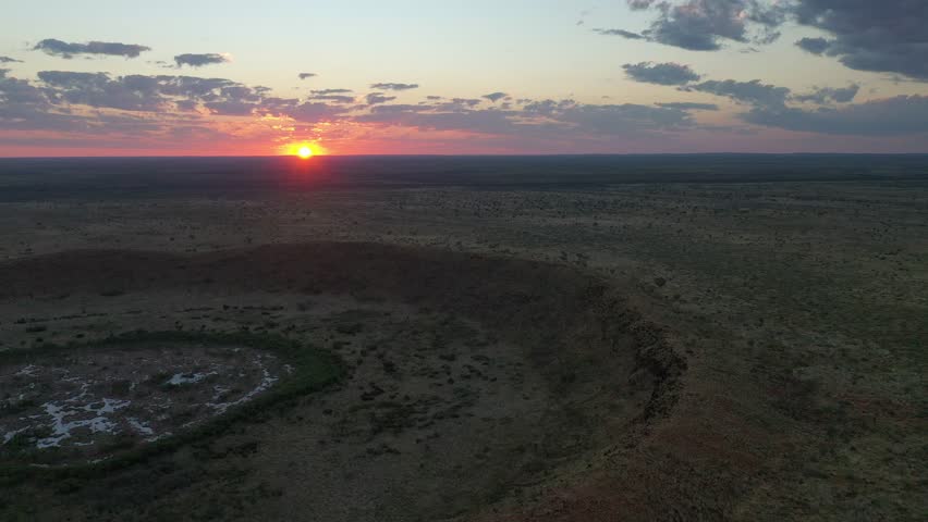 Wolfe Creek Meteorite Crater, Sturt Creek, Western Australia Aerial Drone 4K
