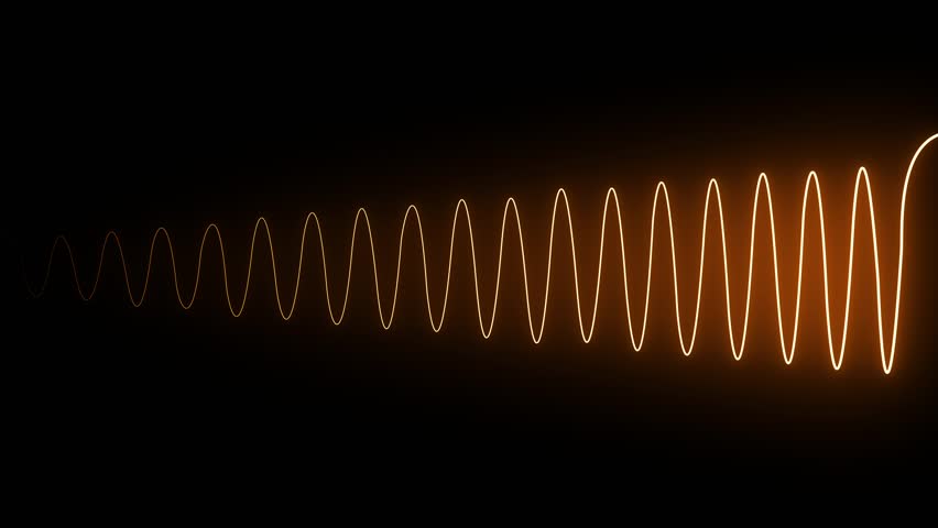 Sound line audio wave visualization voice record animation on black background.