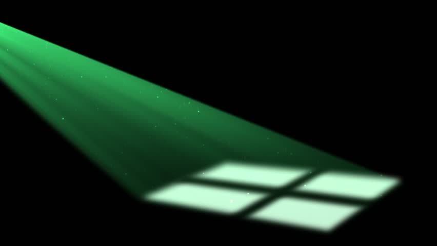 Soft green light rays shining through trees into a dark forest scene. Volumetric nature lighting with organic floating particles and magical atmosphere.