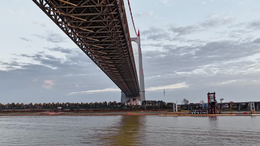 modern cable-stayed bridge on dongting lake,yueyang,China