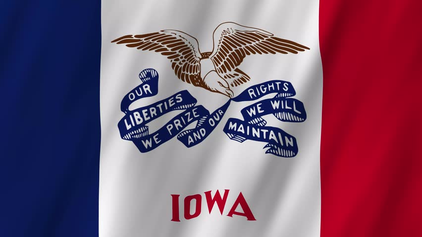 Iowa State Flag Waving, Hawkeye State 4K Animation