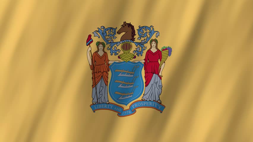 New Jersey State Flag Waving, Garden State 4K Animation