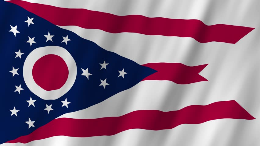 Ohio State Flag Waving, Unique Swallowtail Design 4K Animation