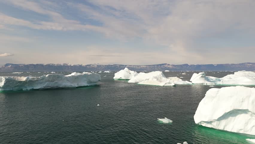 Icebergs floating in the sea near Saqqaq, Greenland