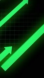 Upward moving green arrows on a black background with a grid. Animated financial chart concept showing growth, success, and improvement - Powered by Shutterstock - Get 15% off with code: PIKWIZARD15