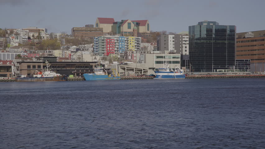 St Johns city shore line over the sea in Canadian maritimes