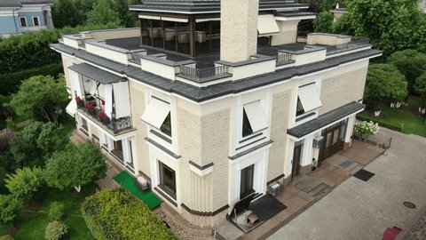 Aerial View of Landscaped Suburban Home