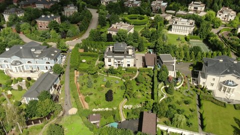 Aerial View of Country House with Landscaped Garden
