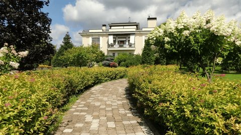 Aerial View of Country House with Landscaped Garden