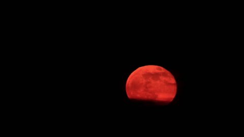 Orange moon rise. Full moon (time Lapse)
