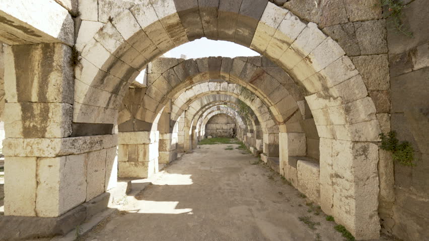 Architecture at ancient Greek city of Smyrna in Izmir, Turkey