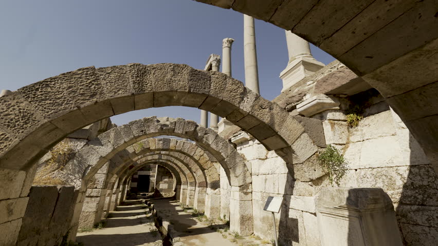 Architecture at ancient Greek city of Smyrna in Izmir, Turkey