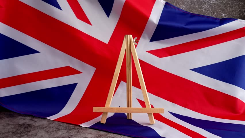 Message ENGLISH LANGUAGE DAY on background of Great Britain UK flag. British national flag with concept of High school university college education, language courses, online distance learning