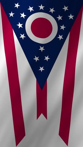 Vertical Ohio Burgee Flag, Buckeye State 4K Motion Graphics