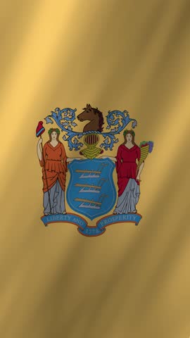 Vertical New Jersey Flag Waving, 4K High Quality Realistic Motion