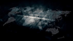 Global data network world map with matrix style grid, glowing HUD interface and streaming light trails, futuristic internet, IoT connectivity and digital simulation background - Powered by Shutterstock - Get 15% off with code: PIKWIZARD15
