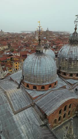 Aerial view of the domes of Saint Mark