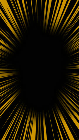 4K vertical video seamless loop animation of gold manga speed lines on a transparent background. Victory celebration overlay with alpha channel.