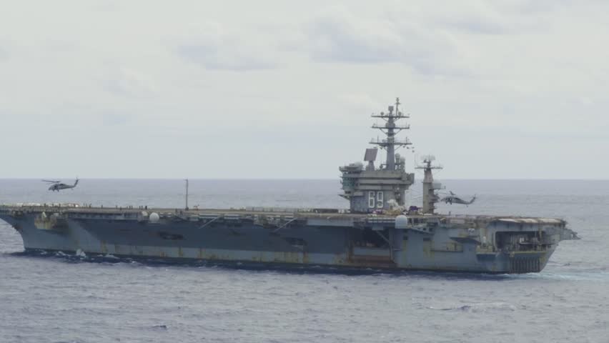 tlantic Ocean (Aug. 24, 2024) The Nimitz-class aircraft carriers USS Harry S. Truman (CVN 75), USS Dwight D. Eisenhower (CVN 69), and the Ford-class aircraft carrier USS Gerald R. Ford (CVN 78) are