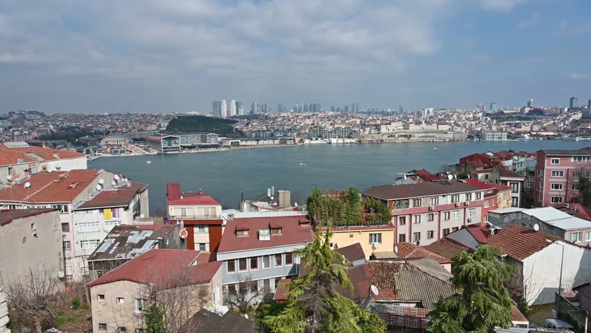 Panoramic landscape with views of Istanbul city and Golden Horn Bay, Turkey

