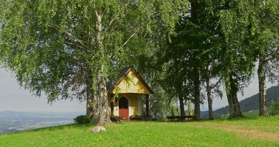 Chapel in spring in the mountains of Styria, Jugendheim W. Garanas.