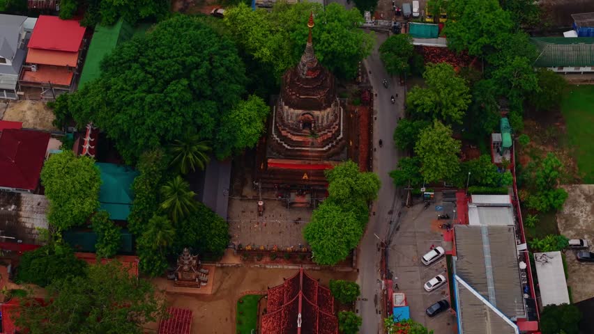 Aerial view Wat Lok Moli or Lok Molee in Chiang Mai, Thailand.