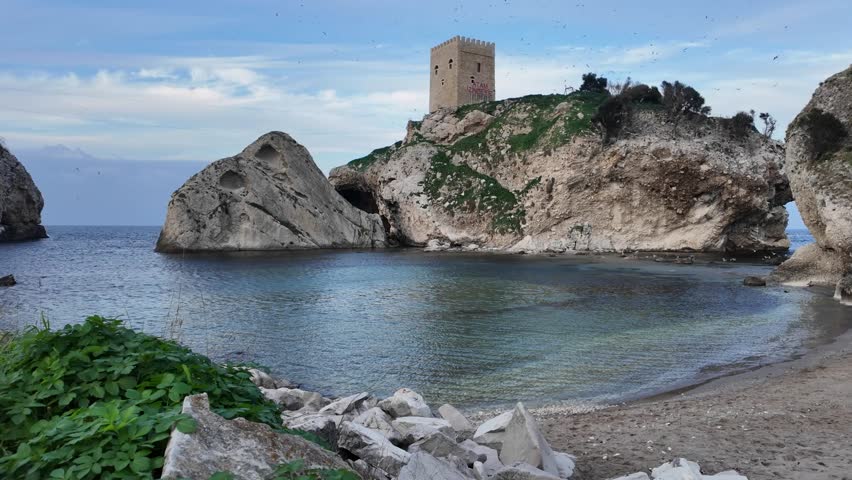 Historic Sile Castle on Rocky Island at Black Sea Coast in Istanbul Turkey