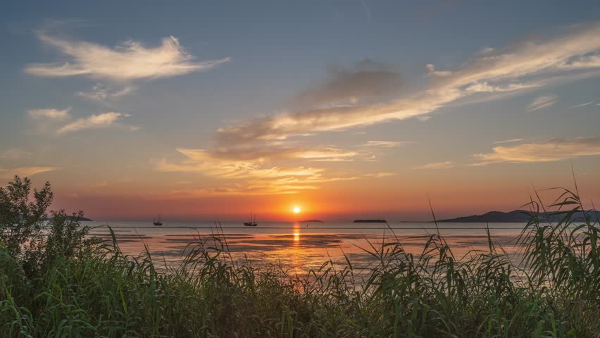 Sunset Time-lapse over Taihu Lake in Suzhou, Jiangsu, China