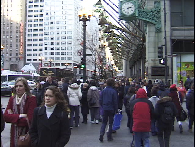 Chicago Christmas Shopping 1 Stock Footage Video (100% Royalty-free