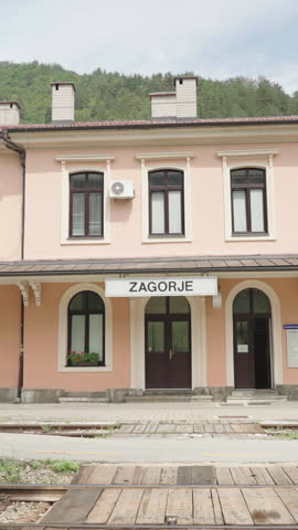 Zagorje railway socialist station building in Slovenia