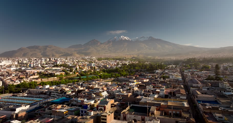 Aerial, Areuipa Urban Metropolis, Peruvian Cityscape, Travel Tourism