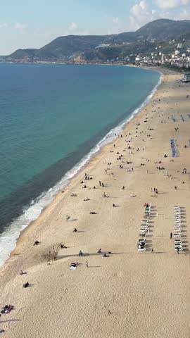 Aerial view of cleopatra beach in alanya turkey