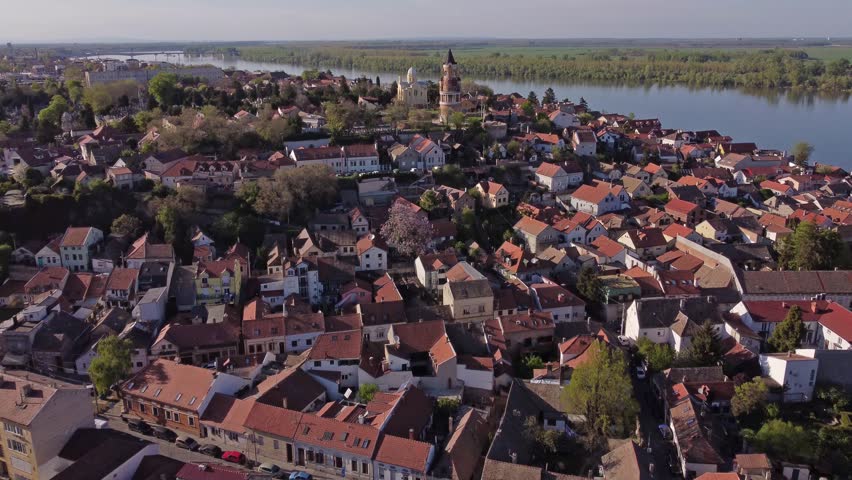 Drone view of Zemun, Belgrade, Serbia.
