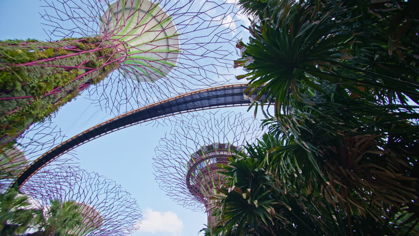 Panoramic cityscape of Gardens by the Bay in Singapore highlighting modern buildings scenic park environment and iconic Asian travel landmark