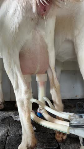 Mechanized milking of goats on a rural property producing goat