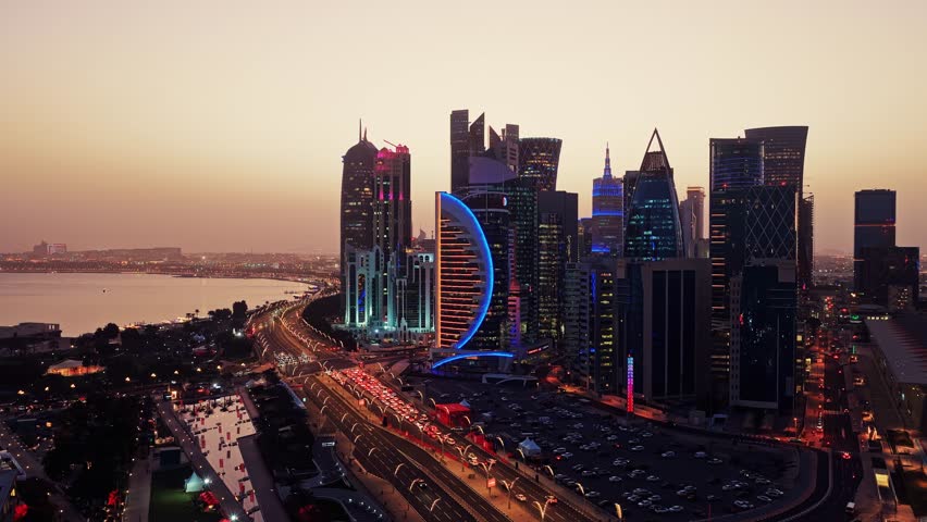 Doha, Qatar - Urban Skyline by sunset