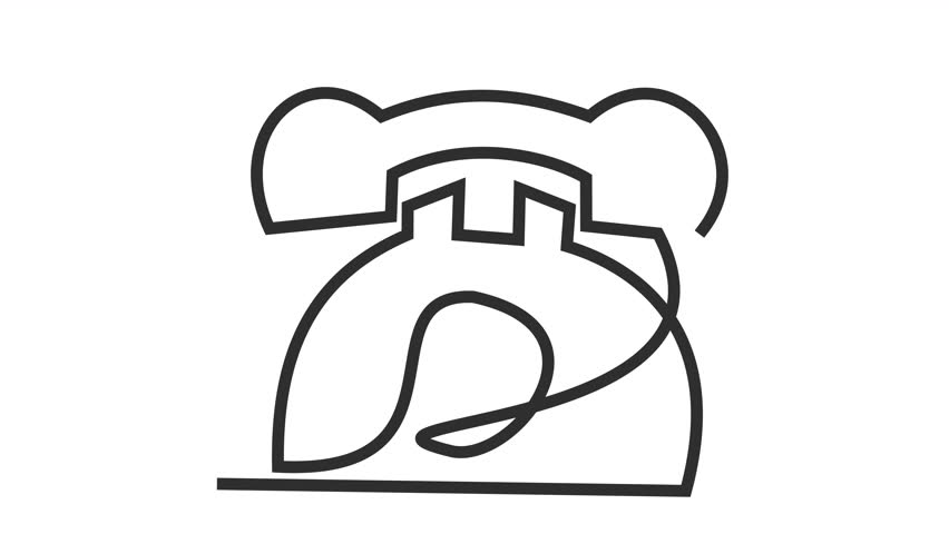Minimalist line art retro telephone icon isolated on an alpha channel for telecommunications branding. Continuous line drawing of a classic phone for customer support and contact element concept.