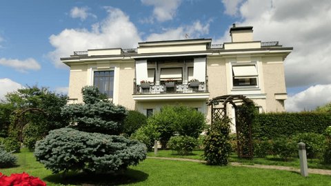 Aerial View of House and Garden in Summer