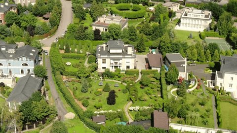 Drone Aerial View of Country House with Landscaped Garden