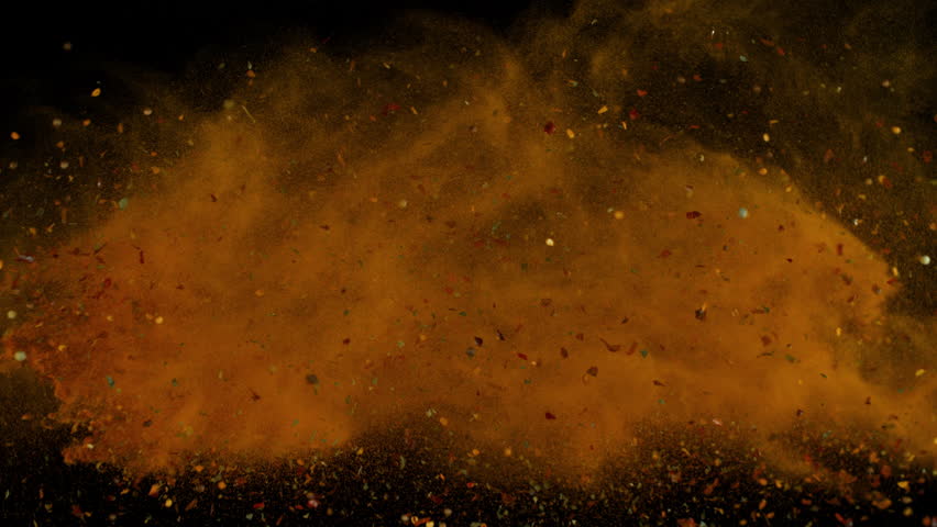 Dried Spices Mix Colliding in Super Slow Motion, 1000fps.