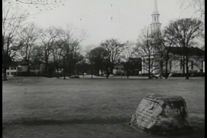 1950s - Newsreel story: American history featurette - Lexington and Concord and the beginning of the American Revolution.