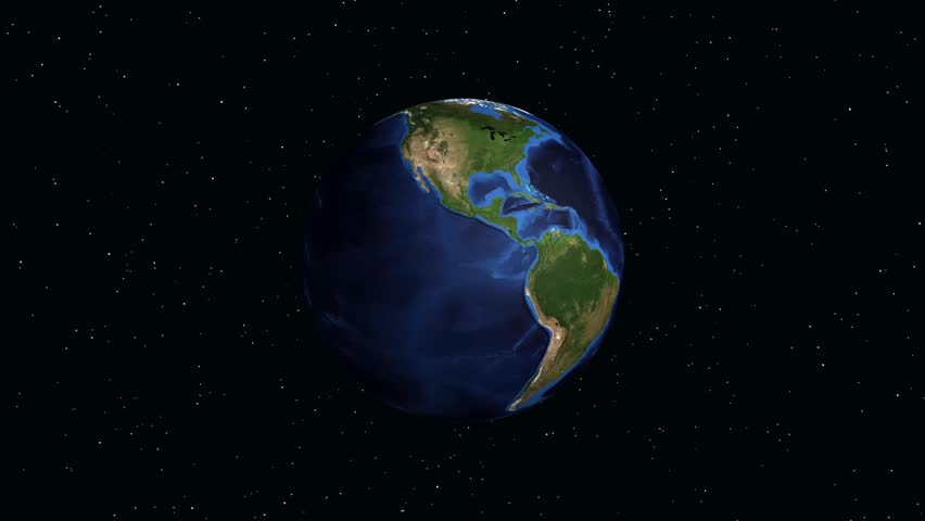 A digital animation zooms from space into Cancun Mexico with geographic coordinates and location marker