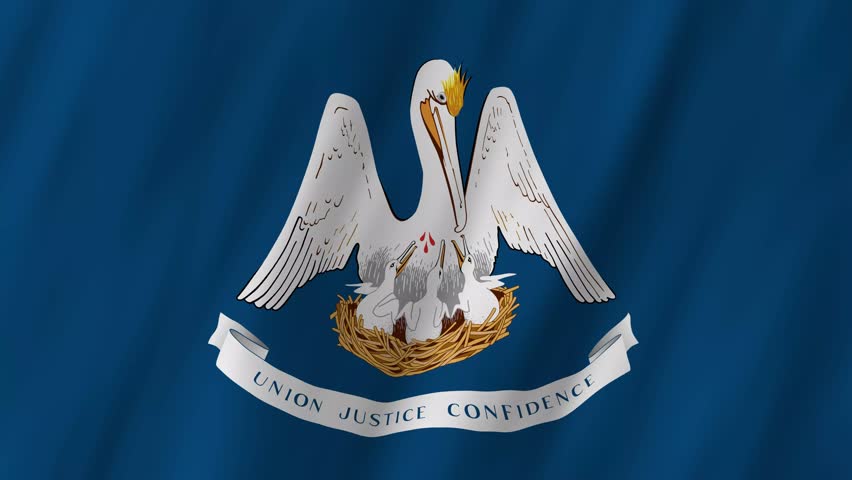 Louisiana State Flag Waving, Pelican State 4K Animation