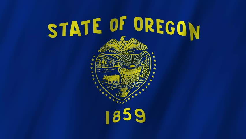 Oregon State Flag Waving, Two-Sided Design 4K Animation