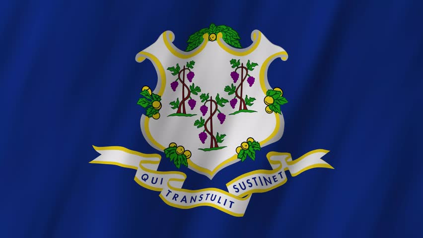Connecticut State Flag Waving, Constitution State 4K Animation