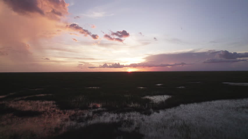 Everglades Sawgrass Wetland Slough Marsh Sunset Aerial Landscape 8