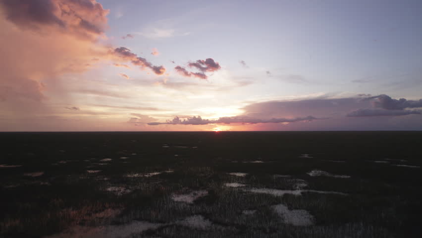 Everglades Sawgrass Wetland Slough Marsh Sunset Aerial Landscape 9