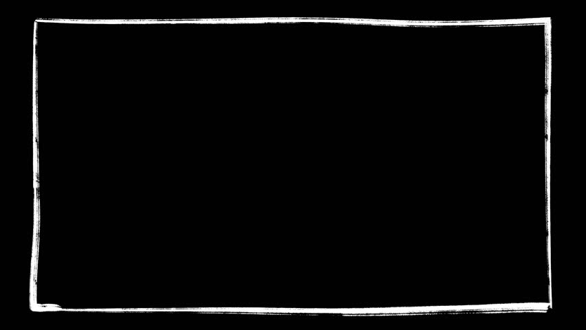 Hand-drawn White Rectangle Frame on transparent Background Loop.