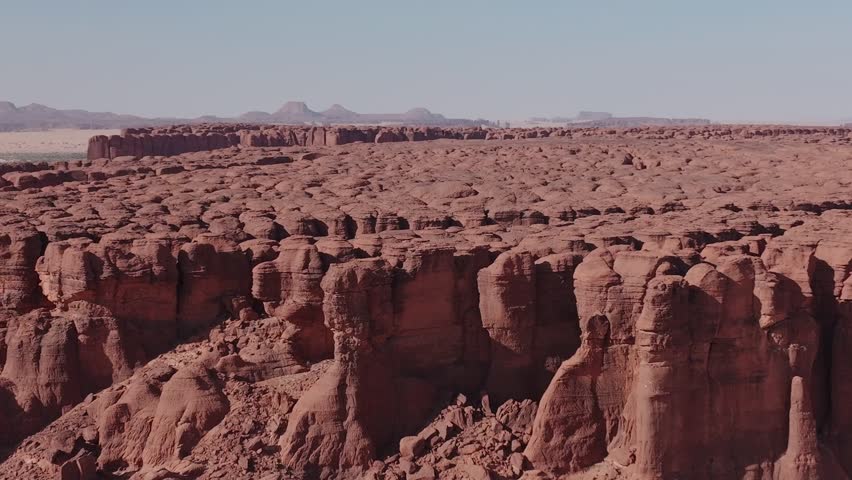 Mountains in the Sahara Desert, Aerial Drone View of Red Rocks from Above