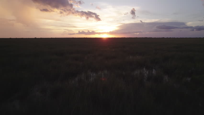 Everglades Sawgrass Wetland Slough Marsh Sunset Aerial Landscape 4